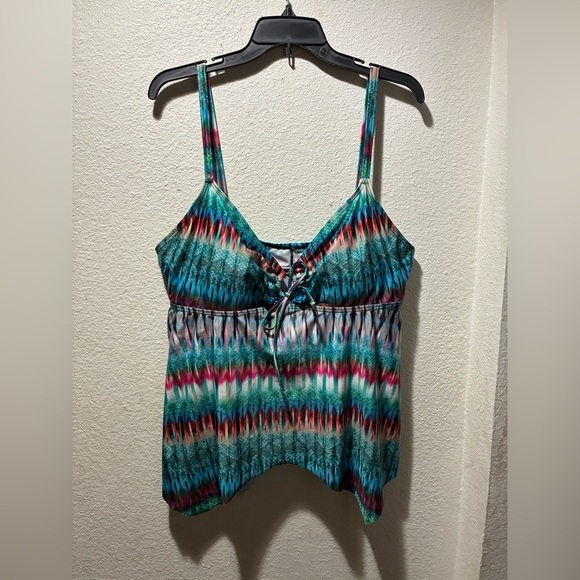 Swimsuits For All Tropiculture Women’s Multicolor V-Neck Flowy Tankini Top 16 - Picture 6 of 16